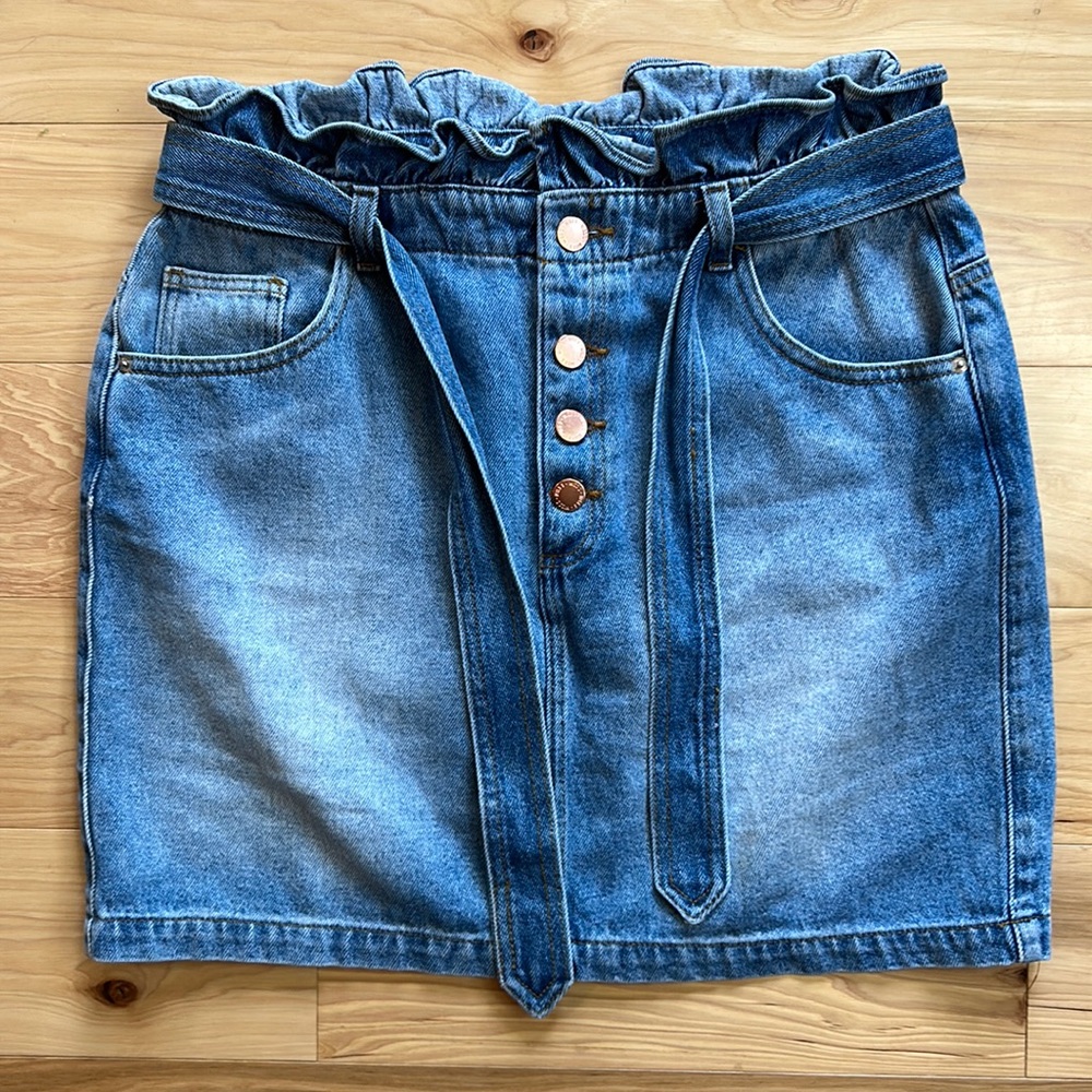 Miss Selfridge Ruffle Top Jean Skirt | Size 10